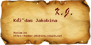 Kádas Jakobina névjegykártya